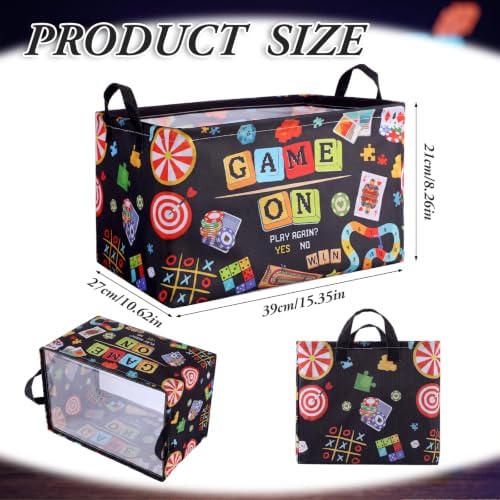 Breling 4 Pcs Game Night Gift Basket Game Night Party Decorations Games on Baskets with Handles Storage Bin Organizer Box for Christmas Family Games Party Supplies Family Gatherings Gifts