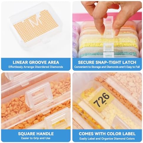 20pcs Diamond Sorting Tray - Diamond Art Storage Tray with Lids, 2-in-1 Stackable Diamond Painting Accessories for 5D Art Beads Storage & Line-Up (Pack of 2)