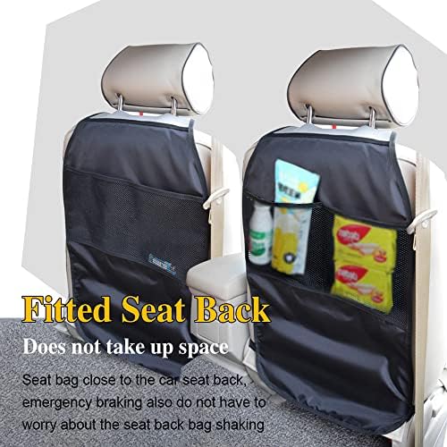 deemars Kick Mats with Organizer, Waterproof Kick Mats Backseat Protector, Durable Car Seat Back Protectors for Vehicles to Protect from Dirt, Mud & Scratches, Fits Most Vehicles
