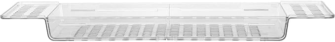 Expandable Bathtub Tray Caddy Pet Bathroom Organizer Rack | Foldable Soap Dish Design, Rectangular Lightweight Build, Shower and Travel Storage, Space Saving Multifunctional Layout