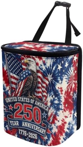American 250th Anniversary Trash Bag with Lid Storage Bag Proof Organizer with Adjustable Straps for Men and Women Universal for SUVs, Trucks