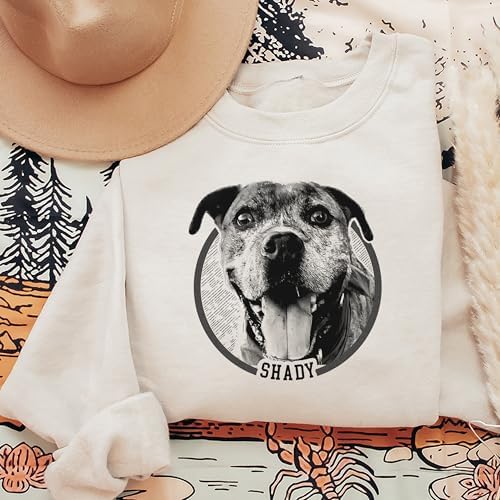 Chillever Personalized Dog Potrait Hoodie, Custom Photo Dog Mom Shirt, Sweatshirt, Gift for Dogs Cat Lovers