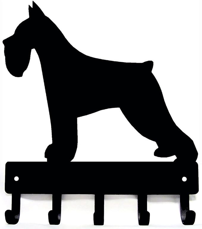 Miniature Schnauzer Key Holder - Small 6 inch | Made in USA, 5 Hooks, Wall Mounted