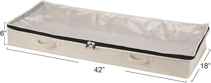 Household Essentials Cedarline Under Bed Storage Bag with Heavy‑Duty Cotton Canvas and Durable 3‑Sided Zipper, Natural Finish