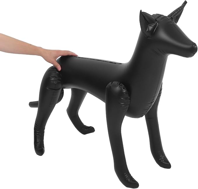 Inflatable PVC Dog Mannequin Display Stand 0.25mm Thick Large Black | Pet Apparel Showcase, Soft Lightweight Portable Build, Easy Inflate and Deflate for Retail Counter Use