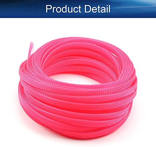 Bettomshin 1Pc 32.8Ft(10m) Cable Management Sleeve, 1/4"(6mm) Width PET Pink Cord Protector, Wire Loom Tube Insulated Split Sleeving for USB Cable Power Cord Organizer Video Cable Hider