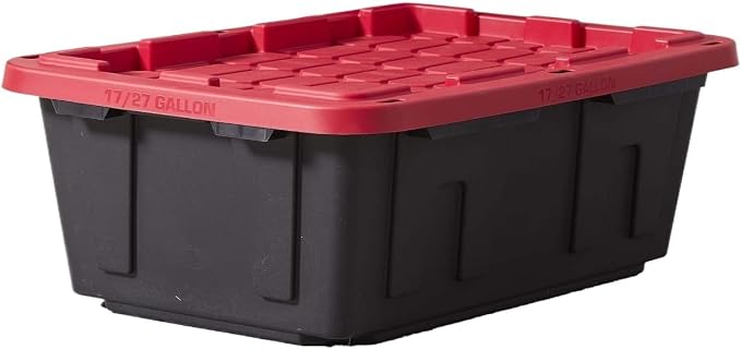 17 Gallon Heavy Duty Storage Bin With Snap Lid, Stackable Storage Container With Secure Closure For Garage, Basement, Closet, Shed, Outdoor And Home Organization