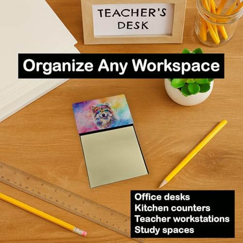 Caroline's Treasures Keeshond Hippie Dawg Sticky Note Holder Refillable Dispenser Self-Sticky Note Pads, Memo Pads Blank Desk Accessories
