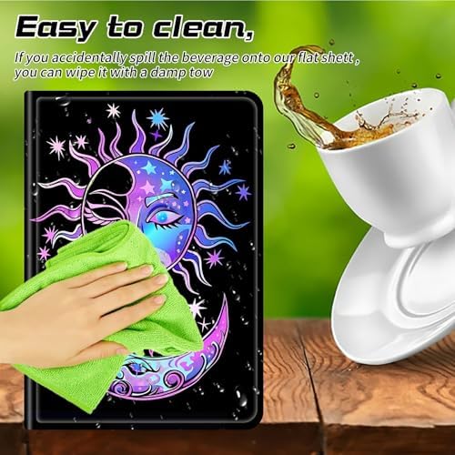 Universal Tablet Case for T-Mobile Revvl Tab 2 10.1" 2025/Revvl Tab 5G 10.36" 2023, 360 Degree Rotating Kickstand Protective Stand PU Leather Shell Cover for 9"-10.5", Purple Moon Sun