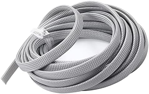 Othmro 16.4ft/5Meter PET Expandable Braided Cable Sleeve, 3/8 Inch Flexible Wire Loom Cord Protector, Cable Management Sleeve Cord Cover for Audio Video Cable Protectors from Pets(1Pc Grey)