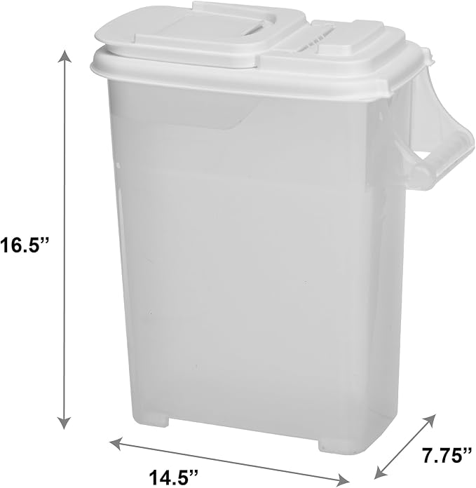 Buddeez Pet Food Storage Dispensers Plastic 4 Gallon - Airtight Flip Top for Freshness - Dry Dog Food, Cat Food or Bird Seed Plastic Containers (Set of 2)