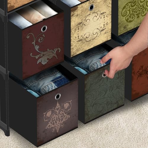 VASICAR Fabric Dresser with 9 Drawers, DIY Cube Organizer for Closet | Storage Drawer Unit Chest of Drawers for Bedroom, Living Room, Hallway, Dorm, Pattern