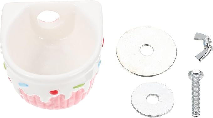 Hamster Wall Mounted Ceramic Feeding Bowl for Food and Water | Pink Feeder Bowl, Washable Design, Helps Reduce Spills, Suitable for PET Feeding by Owners