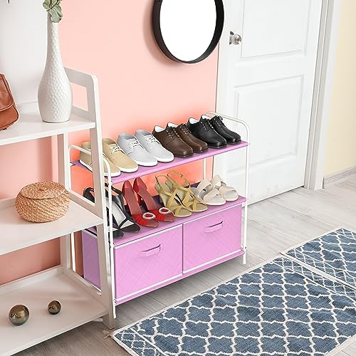 Simple Houseware 3-Tier Closet Storage with 2 Drawers, Pink