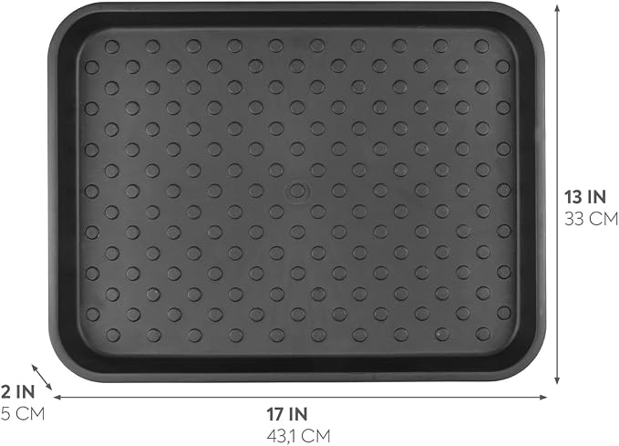 iDesign Plastic Under Sink Mat Tray for Kitchen Cabinet, Bathroom, Entryways, Office, Mudroom, College Dorm, (Set of 2), 17" X 13" X 2", Black | For Kitchen Cabinet, Bathroom, Entryways, Office, Mudroom