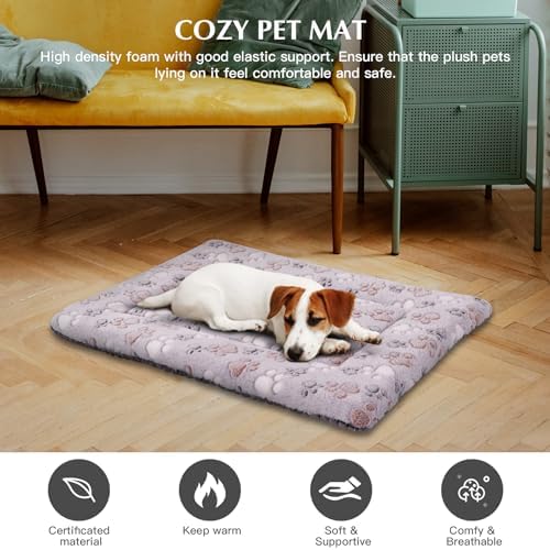 BVAGSS Reversible Dog Crate Pad, Memory Foam Pet Bed Mat, Soft Warm Machine Washable Sleeping Kennel Mattress for Small Medium Dogs XH079 (21''x13''x1.6'',Grey Paw)