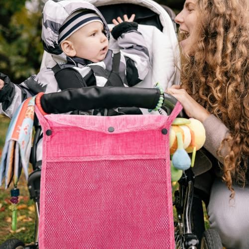 Linen Stroller Organizer with Large Storage Capacity and Multifunctional Use, Stylish Hanging Bag for Outings and Travel, Compatible and Pet Strollers