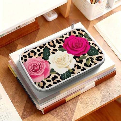 Women's Simple Thin Pencil Case Waterproof And Portable Perfect Organizer Box Animal Rose Flowers Cheetah Leopard Print Floral