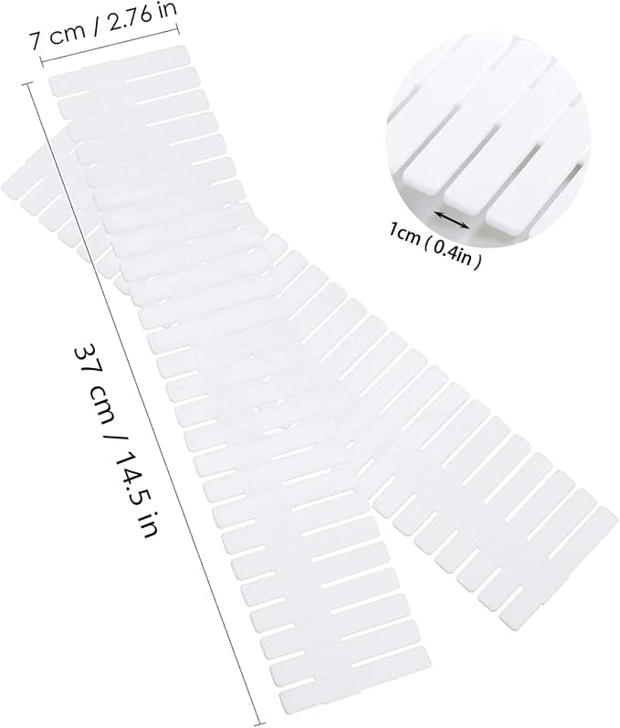 24Pcs Drawer Dividers, Adjustable Drawer Organizer for Socks, White | For Tidying Cutlery, Makeup, Clothes and Dresses in Drawers, Desks and Storage Boxes for Kitchen, Bathroom, Bedroom & Office