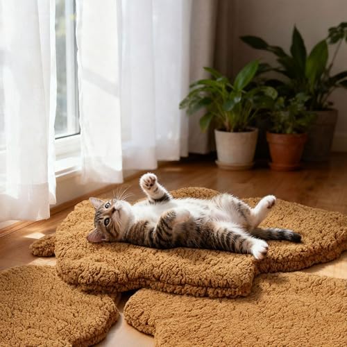 3 Pack Self Warming Pet Bed Leaf Shape Self Heating Cat Dog Mat Washable Thermal Sleeping Pad for Indoor Outdoor Hedgehog, Bunny, Sugar Glider, Rat, Chinchilla(Orange,Large-19 x29)