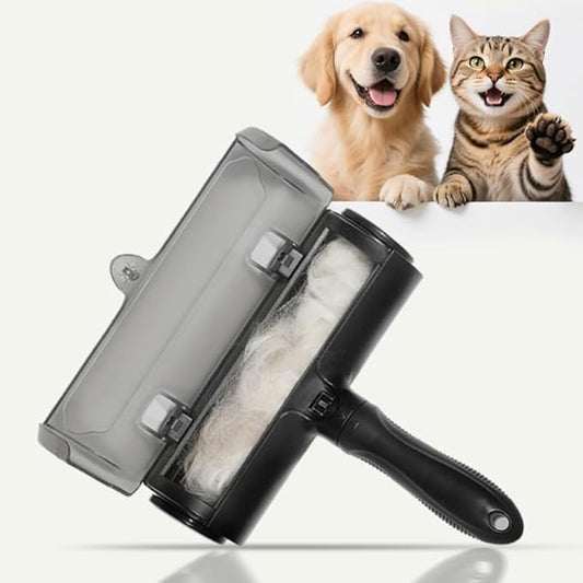 Pet Hair Remover Original Size Reusable Lint Roller for Cat & Dog Hair on Furniture, Couch, Carpet, Car, Rugs & Bedding Portable, Eco-Friendly Black