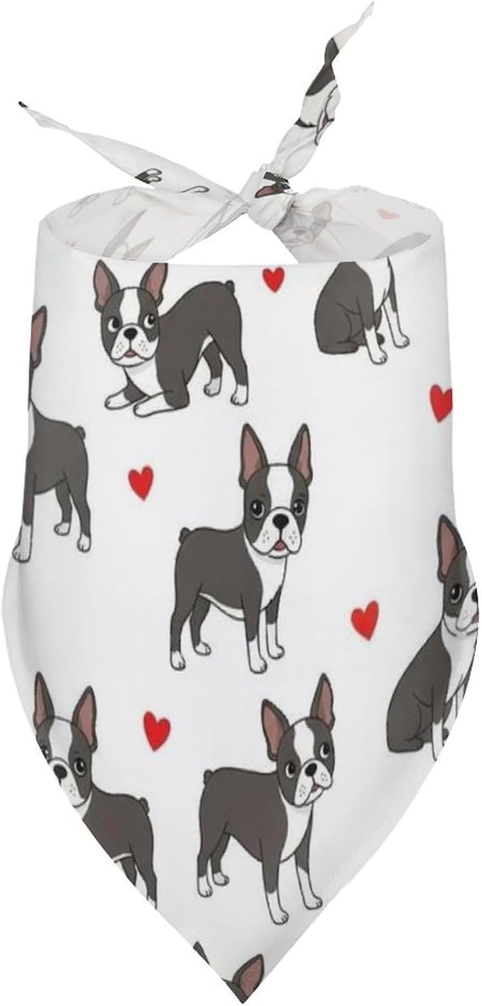 Lightweight and Soft Pet Scarf Boston Terrier Bulldog for Small to Large Dogs, Cats Beach, Outdoor Travel, Casual Daily Walking Use