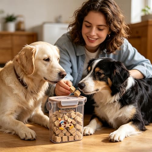 Dog Treat Container Airtight Airtight Portable Pet Food Bin with Handle