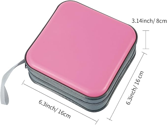CD Case, 40 Capacity CD DVD Case Wallet Holder Portable Disc VCD Heavy Duty Binder Storage Organizer (Pink)