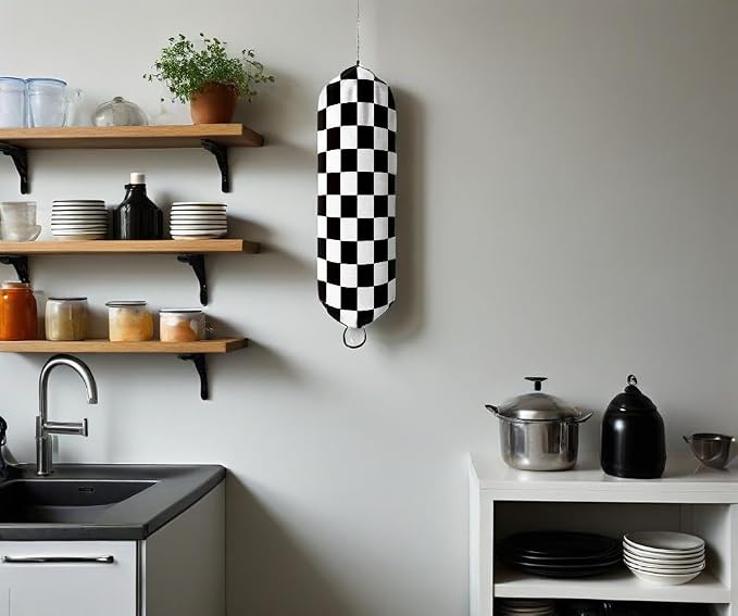 Plastic Bag Holder, Wall Mount Plastic Bag Organizer Dispenser Organizer for Home Kitchen(Check)