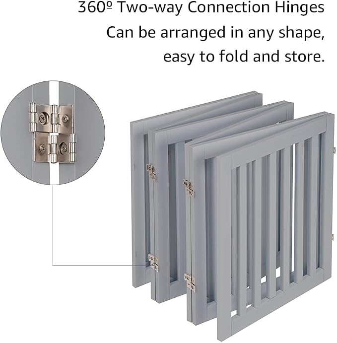 unipaws 120" Extra Wide Pet Gate and Pet Playpen Combination for Dog Cat | 24” Height Free Standing Dog Gate for Doorways, Stairs, Foldable Puppy & Room Divider, Indoor Use
