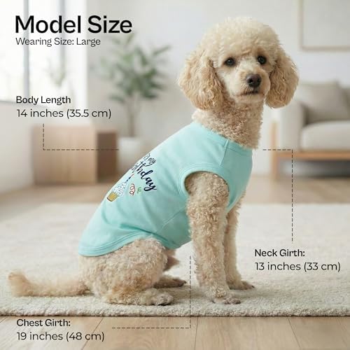 Parisian Pet Dog Shirt – 100% Cotton Shirts for Large Dogs – Blue Sleeveless Pet Clothes – Lightweight and Breathable Dog Birthday Shirt – Boy Dogs Clothes - Stretchy Pet T Shirts