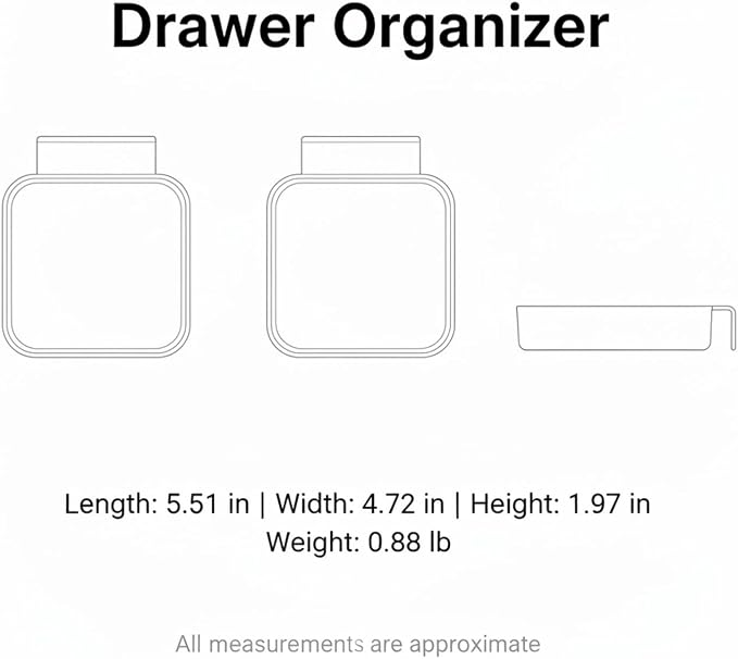 White PET Plastic Drawer Organizer Bin with Dividers for Office Desk and Kitchen Storage - Durable Small Item Separator (1 Piece)