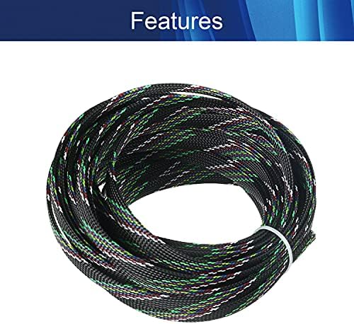 Jutagoss PET Expandable Braided Cable Sleeve, 32.8ft - 3/8 inch Multicolor Cable Management Sleeve, Wire Loom Tube Cord Protector for USB Cable, Power Cord, Audio Video and More, 1Pc