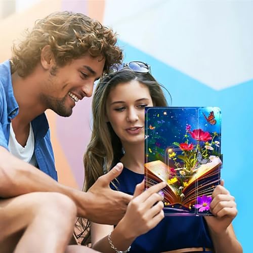 Universal Tablet Case for T-Mobile Revvl Tab 2 10.1" 2025/Revvl Tab 5G 10.36" 2023, 360 Degree Rotating Kickstand Protective Stand PU Leather Shell Cover for 9"-10.5", Book Flower