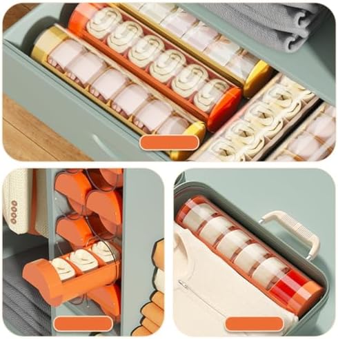 Underwear Drawer Organizer Box with Lid, Multi Grid Pet PP Orange