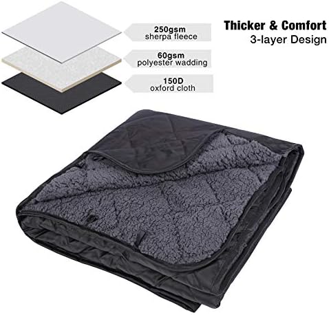 REDCAMP Large Camping Blanket with Sherpa Lining, Black 79"x59" | Cold Weather Warm Thick Outdoor Blanket Comfy Foldable & Windproof for Camping Stadium,Car,Picnics,Pet,Trip,Machine Washable