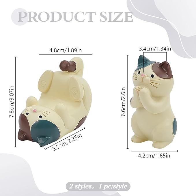 WEBEEDY 2 Styles Cute Cat Phone Stands Holder & Eyeglass Frames Display Stand 2 Sizes Animal Holder Desk Decor Cute Cat Figurine for Office Home Holiday Birthday Gift Idea for Pet Lovers