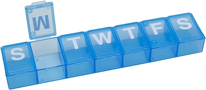 Ezy Dose Weekly (7-Day) Pill Organizer, X-Large Medicine Planner, Blue