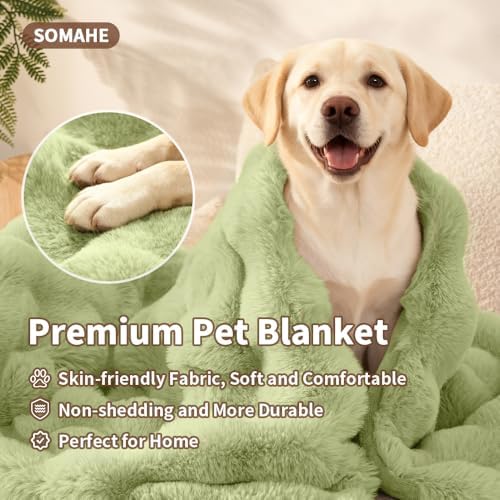 SOMAHE Dog Blanket for Couch Bed, Soft Faux Fur, Large 39x31 Fruit Green