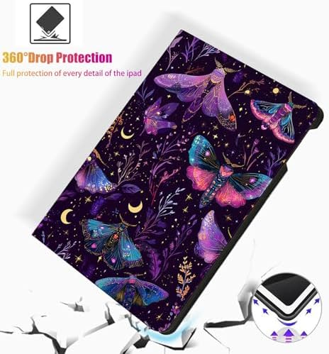 for Microsoft Surface Pro 8-13" 2021 Tablet Case,Auto Wake/Sleep,Adjustable Stand Protective Cover - Purple Moth Moon Star