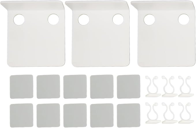 lyrlody 3 PCS Small Security Cameras Wall Shelf, Acrylic Floating Shelf with 6 Cable Clips 10 Tapes, No Drill Adhesive for Bedroom Living Room Office (White)