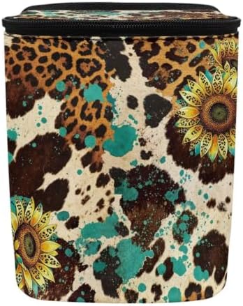 Cow Sunflower Print Trash Bag for Car with Lid Multipurpose Trash Bin Waterproof Garbage Can Decoration Universal Car Interior Accessories