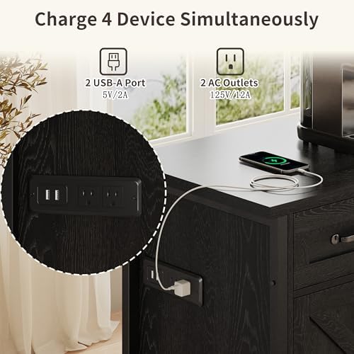 kepptory 30 Inch Dog Crate Furniture with Cabinet, Heavy Duty Farmhouse Dog Kennel with Charging Station, Wooden End Table TV Stand with 900 LBS Capacity and Adustable Feet