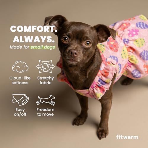 Fitwarm Easter Egg Dog Dress, Holiday Dog Clothes for Small Dogs Girl, Pet Easter Outfit, Pink, Yellow, Purple, Small