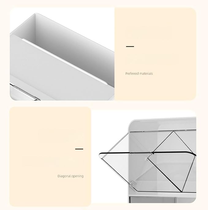 Acrylic Wall Mount Organizer, Wall Mounted Tampon and Pad Holder for Bathroom, No Drilling Feminine Hygiene Organizer with Lid and Drawer for Bathroom Cotton Swabs, Balls, Pads, Floss Picks