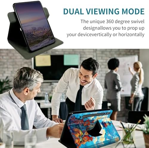 Case for Samsung Galaxy Tab S10 Ultra 2024/S9 Ultra 2023/S8 Ultra 2022 14.6", 360 Degree Rotating Stand with Multi-Angle Vertical Shockproof Protective Shell for Women Men, Blue Sky Castle
