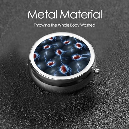 Mini Medicine Organizer, Round Pill Box Portable, 3-Section Case for Fish Oil, Travel Pill Container Purse Carry, American Football 3D Print
