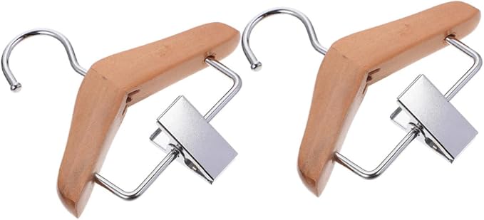 Toddmomy 2pcs Pet Closet Organizer Cat Dog Clothes Hanger Durable Wooden Skirt Clips for Pet Apparel Storage for Garments Natural Color