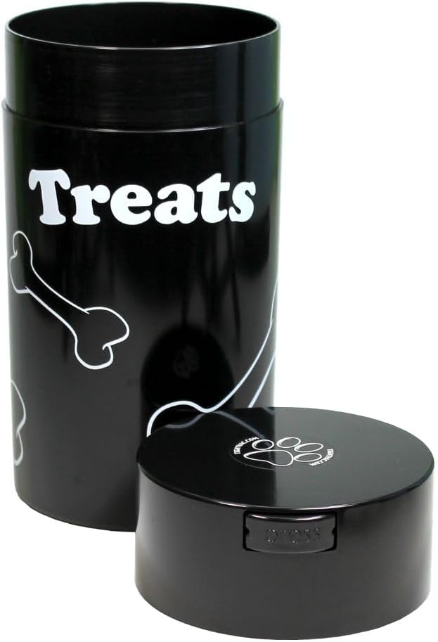 Pawvac 12 Ounce Vacuum Sealed Pet Food Storage Container, Black Treats