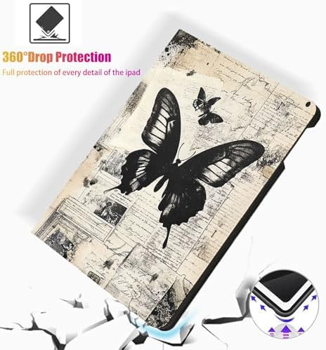 for Microsoft Surface Go 4/3/2/1-10.5" 2021 Tablet Case,Auto Wake/Sleep,Adjustable Stand Protective Cover - Vintage Butterfly Art